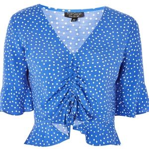 TOPSHOP polka dot ruched top size 6